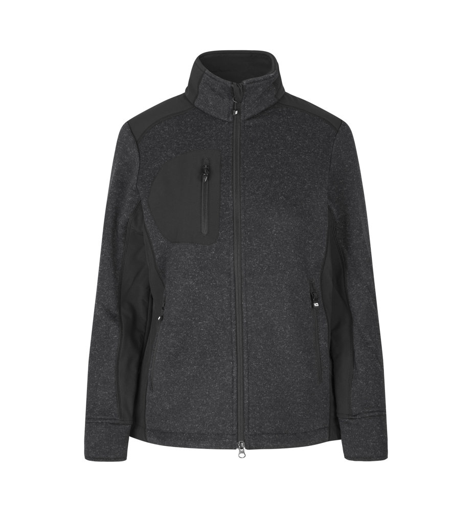 Cardigan | Strick-Fleece | Damen - Graphit meliert (C-230)