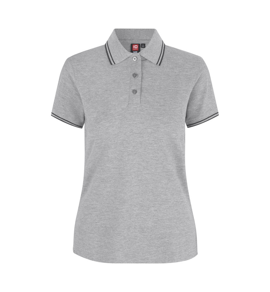 Kontrast Poloshirt | Stretch | Damen - Grau meliert (C-210)