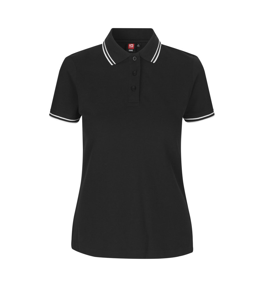 Kontrast Poloshirt | Stretch | Damen - Schwarz (C-900)