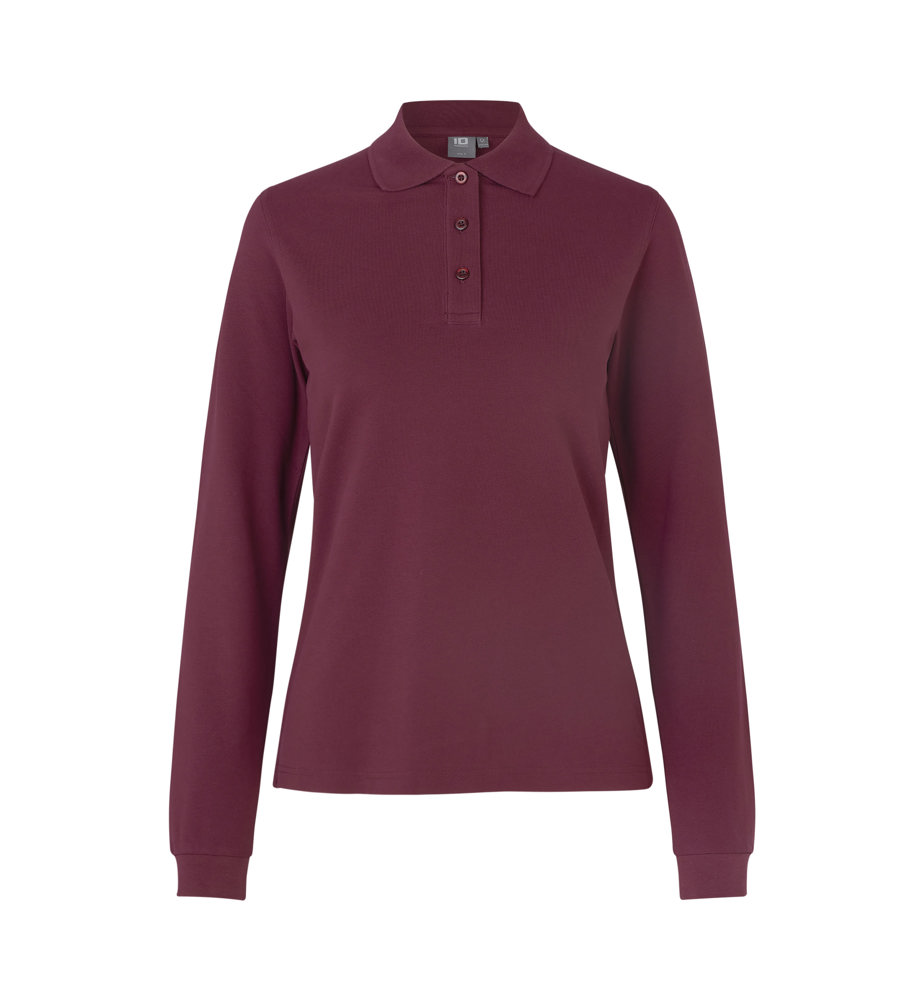 Langarm Poloshirt | Stretch | Damen - Bordeaux (C-345)