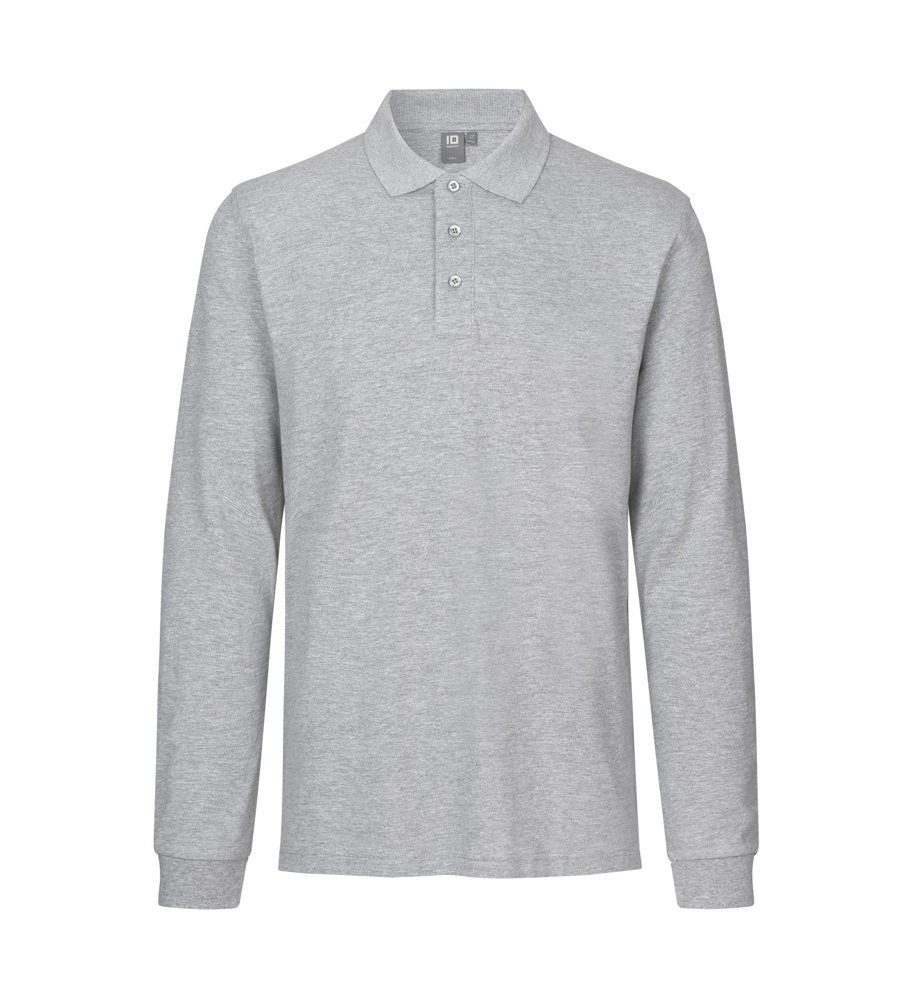 Langarm Poloshirt | Stretch - Grau meliert (C-210)