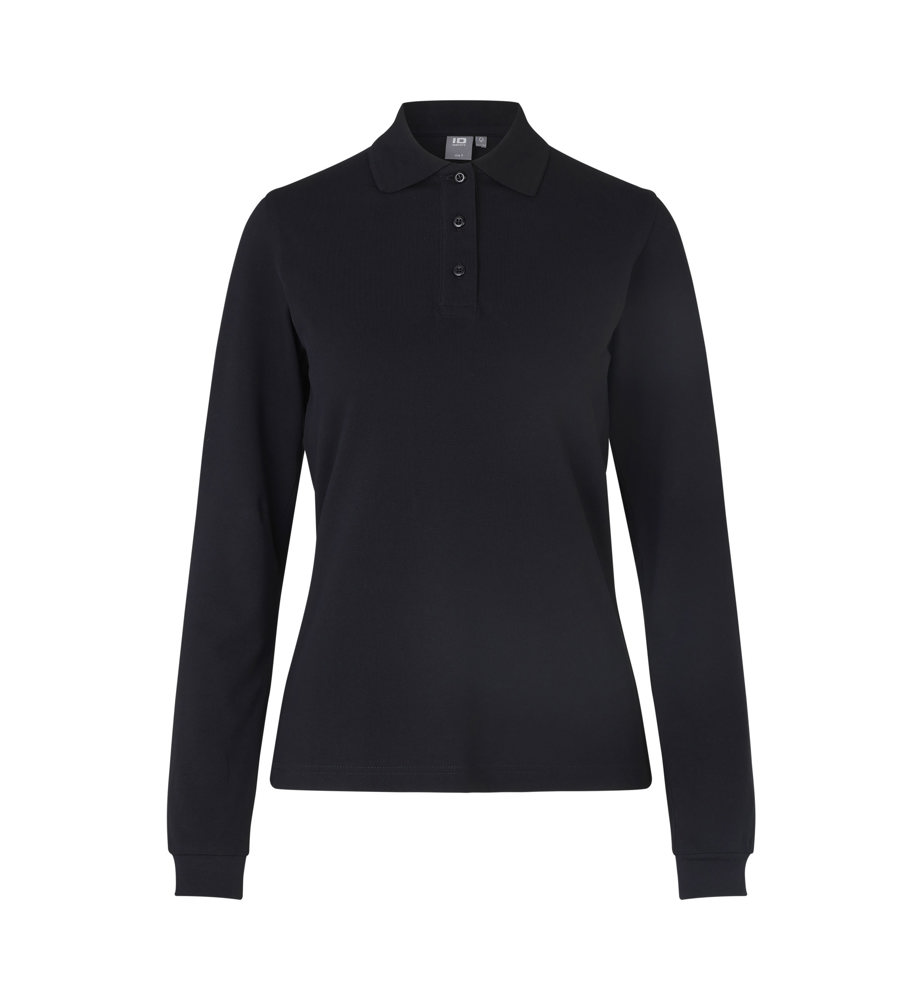 Langarm Poloshirt | Stretch | Damen - Schwarz (C-900)